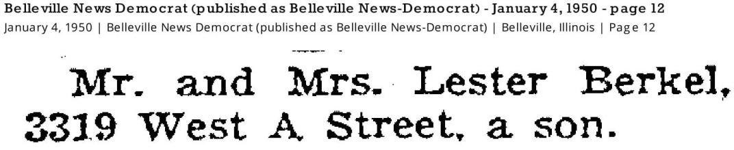 3319 West A St Lester Berkel Child born BND_January_4_1950