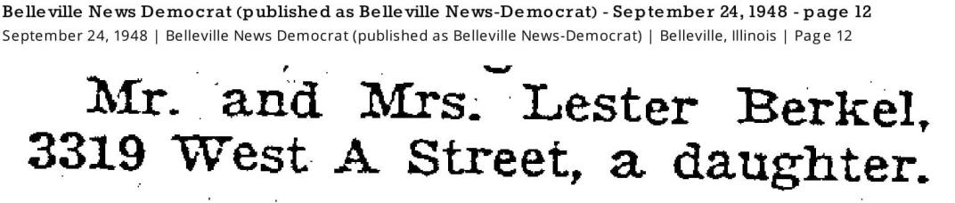 3319 West A St Lester Berkel Child born BND_September_24_1948